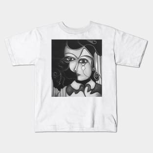 Modern art painting black & white |  woman's Portrait Kids T-Shirt